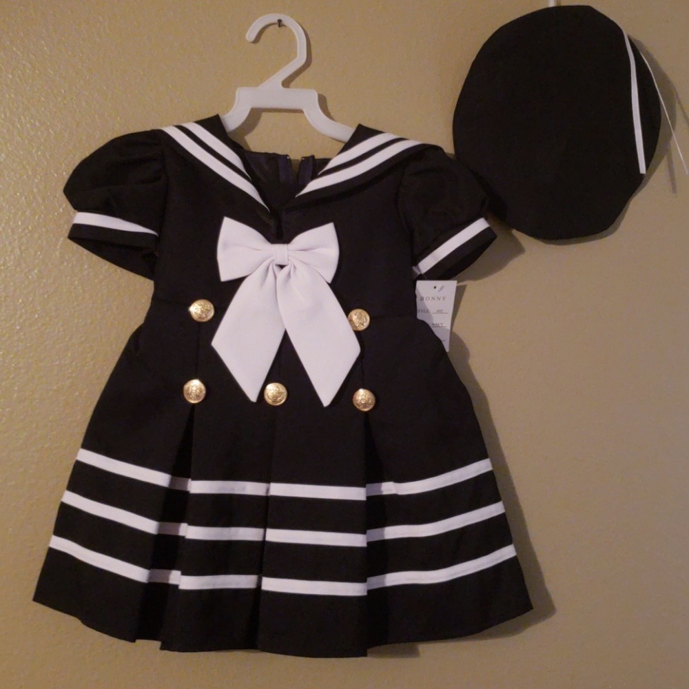 Adorable toddler sailor dress with hat